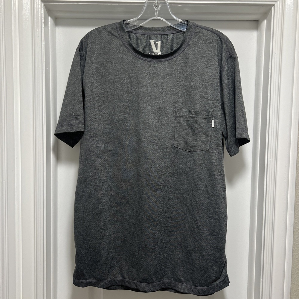 Vuori Mens LARGE Shirt Gray Tradewind Short Sleeve Performance Pocket Tee